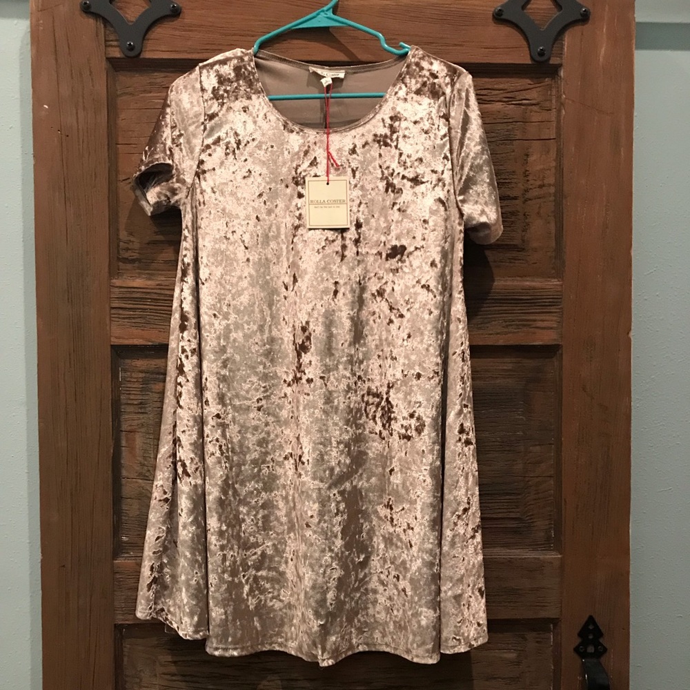 NWT crushed velvet A Line dress/top Neutral color